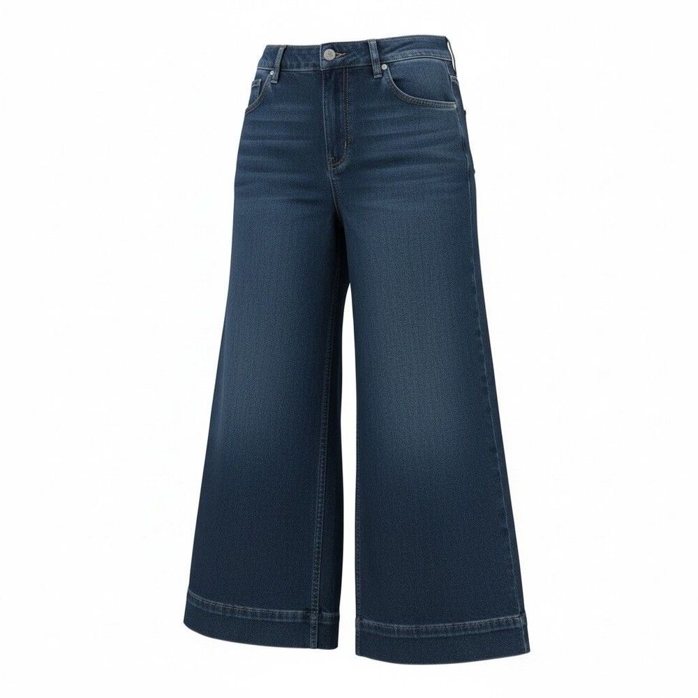 SPANX Pants Indigo Blue High Rise Wide Leg Denim Pull On Stretch Jeans sz 1X